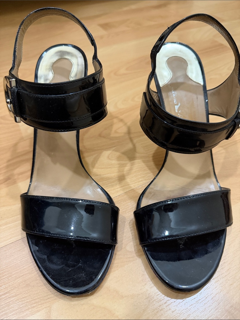 Ferragamo Women’s Black Patent Leather Ankle-Strap Sandals